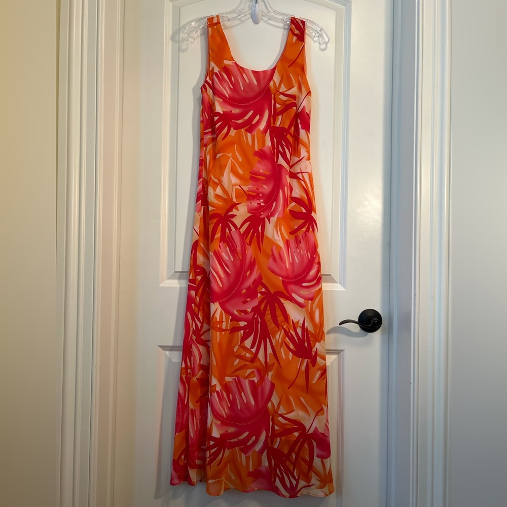 Vintage Mary McFadden Sleeveless Tropical Print Maxi Dress NWT